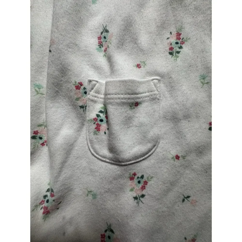 Janie and Jack Floral Romper 12-18 Months White Long Sleeve Bow Cotton Baby Girl